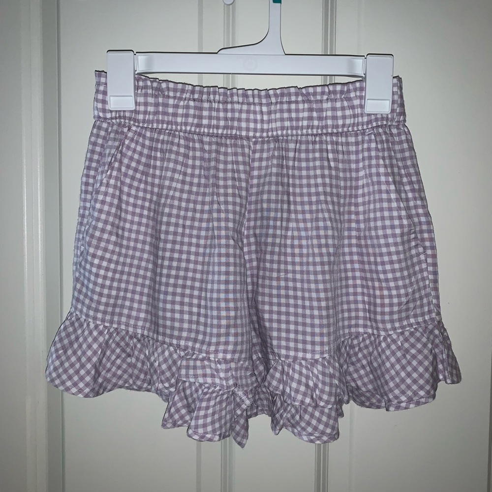 Hollister Purple Gingham High Waist Shorts